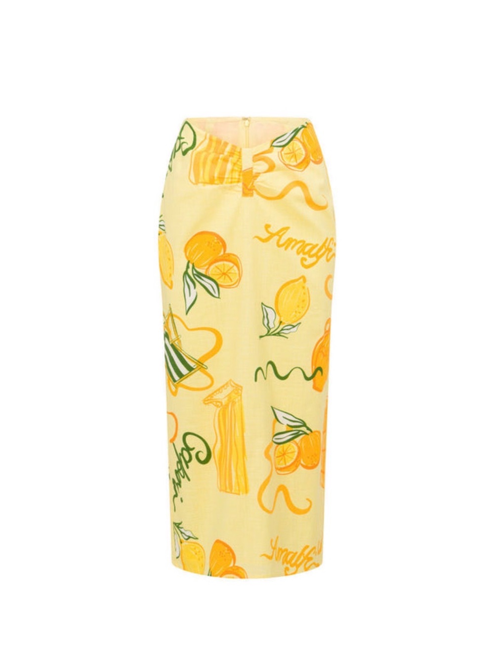 Sabo Skirt Yellow Lemon-Print Pencil Skirt with Green Accents